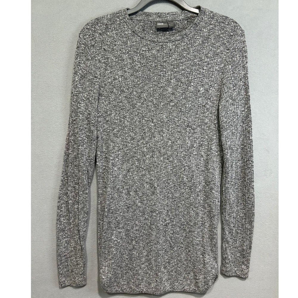 ASOS Long Sweater Top Women Medium Gray Ribbed Curved Hem Minimalist Boho